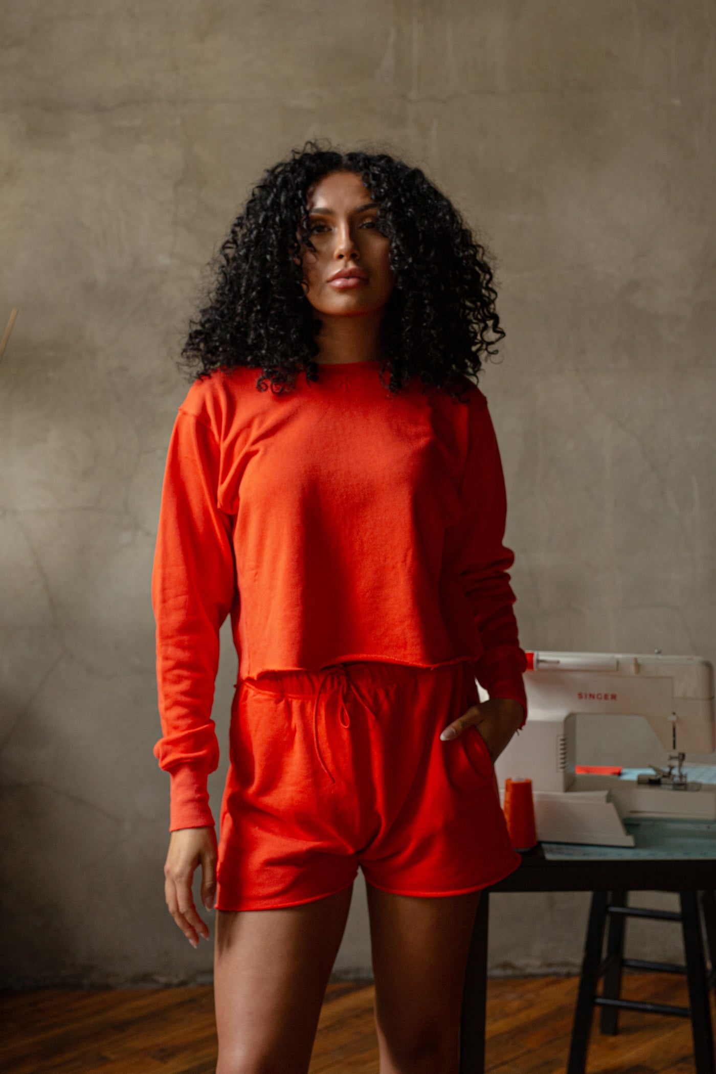 THE EDIT: Cropped Crewneck [Orange]