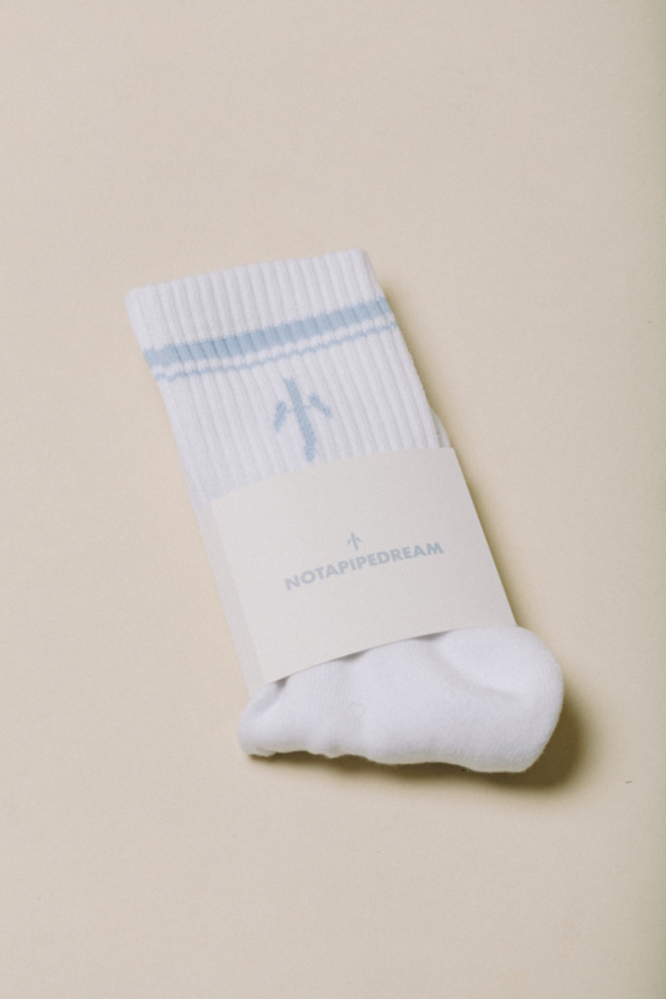 Athletic Stripe Short Crew Socks [White + Seaboard]